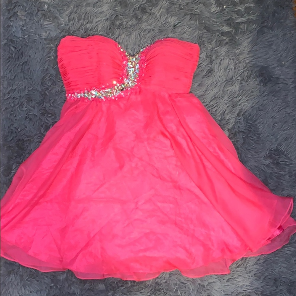 Hot Pink Strapless Short Dress
